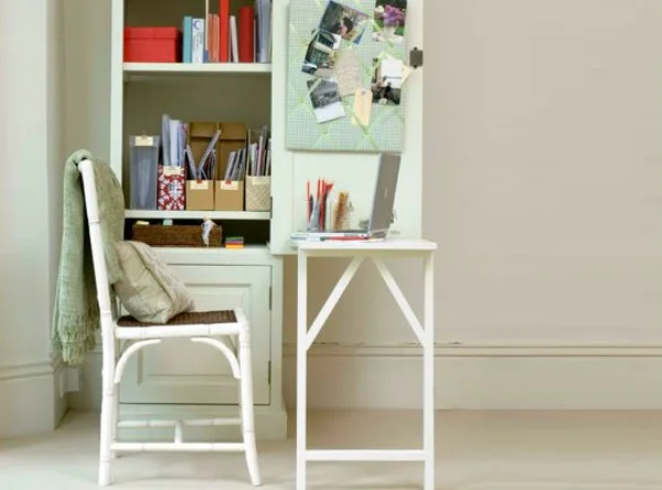 Space-Saving Hideaway Desks for Small Apartment Designs Warm White Fold Down Desk