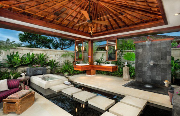 Open Tropical Bathroom Design in Hawaii