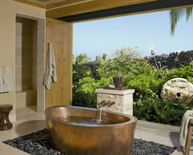 Master Bath With Expansive Views and Sculptural Bathtub 