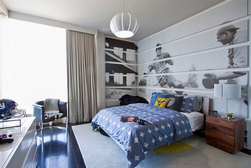 The Corner Here Becomes a Natural Extension of the Wall Behind the Bed Thanks to the Big Mural
