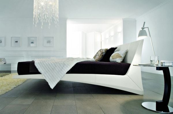 Fascinating Exquisite Floating Bed with Embedded in a Sculptural Shape