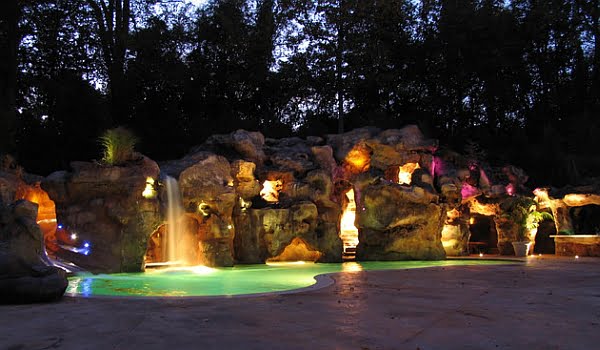 Massive Rock Grotto With a Swimming Pool Bar Included