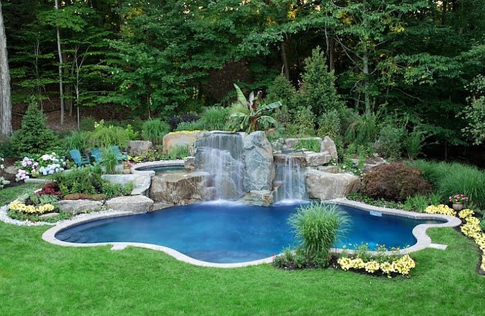 Landscape Around the Pool And Waterfall Providing a Natural Elegant Vibe