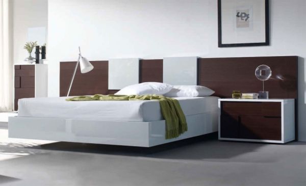 Bold Modern Floating Bed in a Soothing Setting