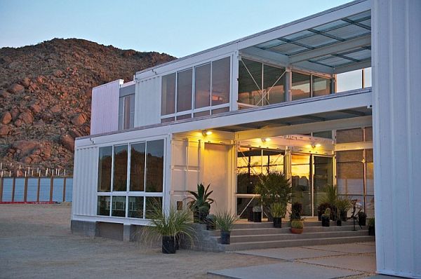 Mojave Desert Shipping Container House -Entrance View