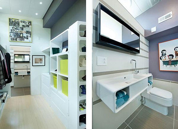 Neat Organized Shelf Space and Floating Cabinets Enhancing the Feel of Space