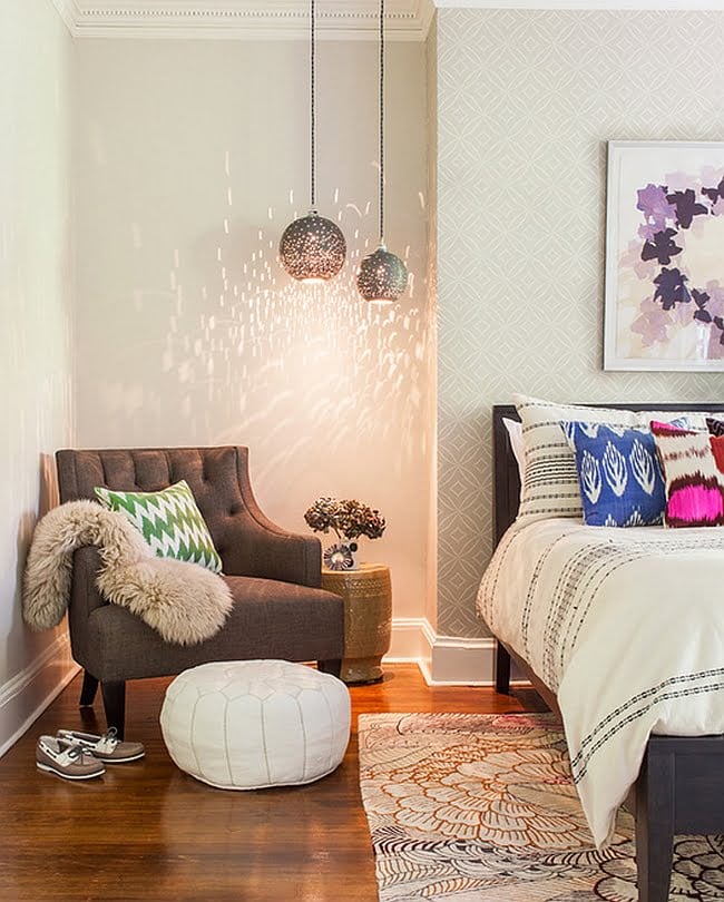Moroccan Flavor Added Through a Simple and Trendy Reading Nook in the Bedroom