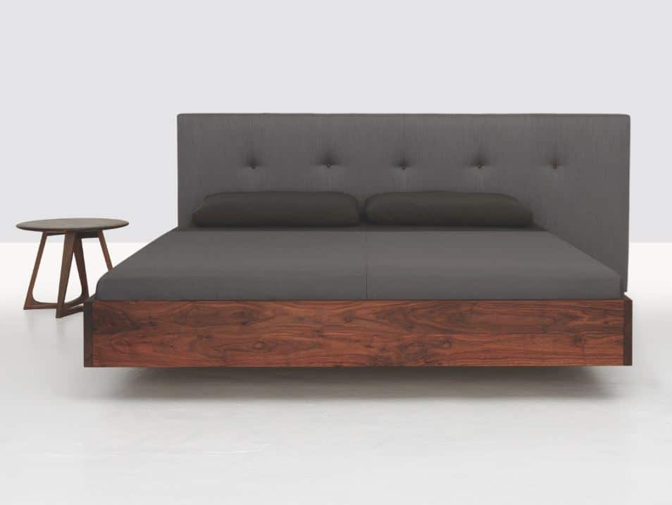 Simple-button-wooden-double-bed
