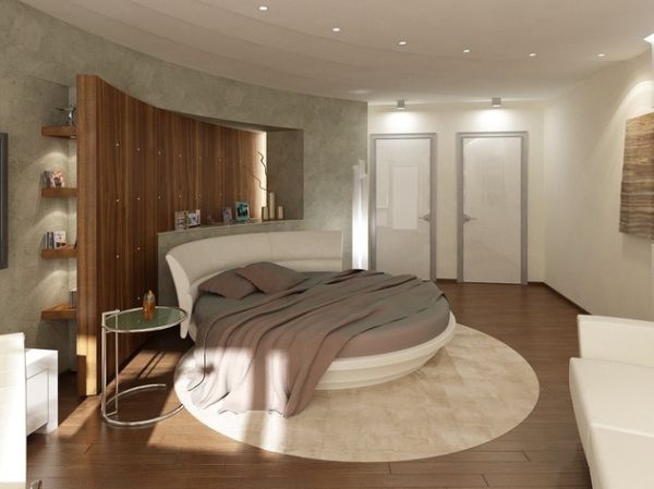 Classical yet simple round bed bedroom.