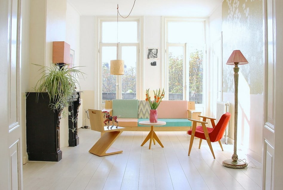 Contemporary Interior Design with a Fireplace Nestling a Spider Plant