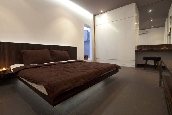 Stylish Contemporary Bedroom with Giant Floating Bed