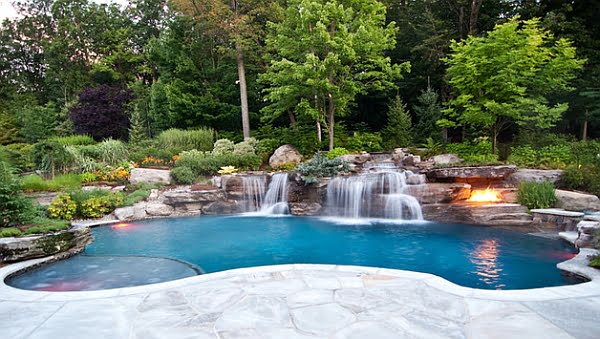 Swimming Pool Waterfall That Flows Naturally