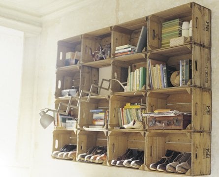 Old Boxes Used as Shelves