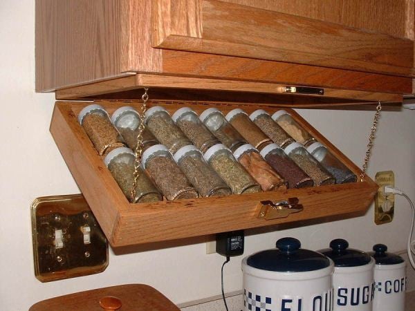 Creative Kitchen Storage Idea-Under Cabinet Spice Rack