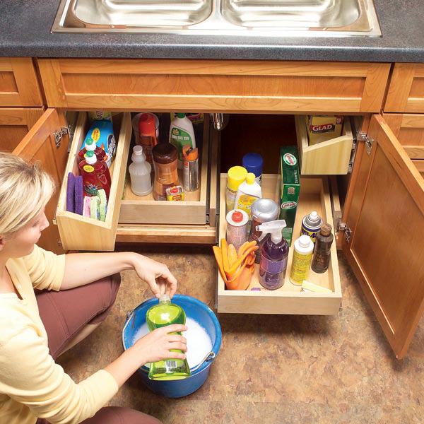 DIY Storage Ideas-How to Build Kitchen Storage Trays Underneath the Sink