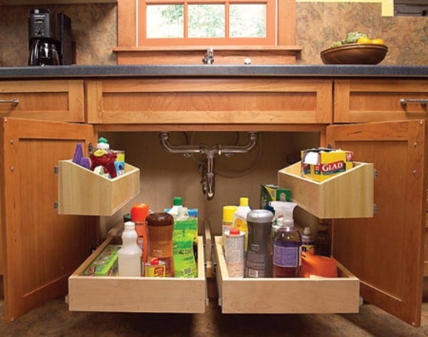 DIY Storage Ideas-How to Build Kitchen Storage Trays Underneath the Sink