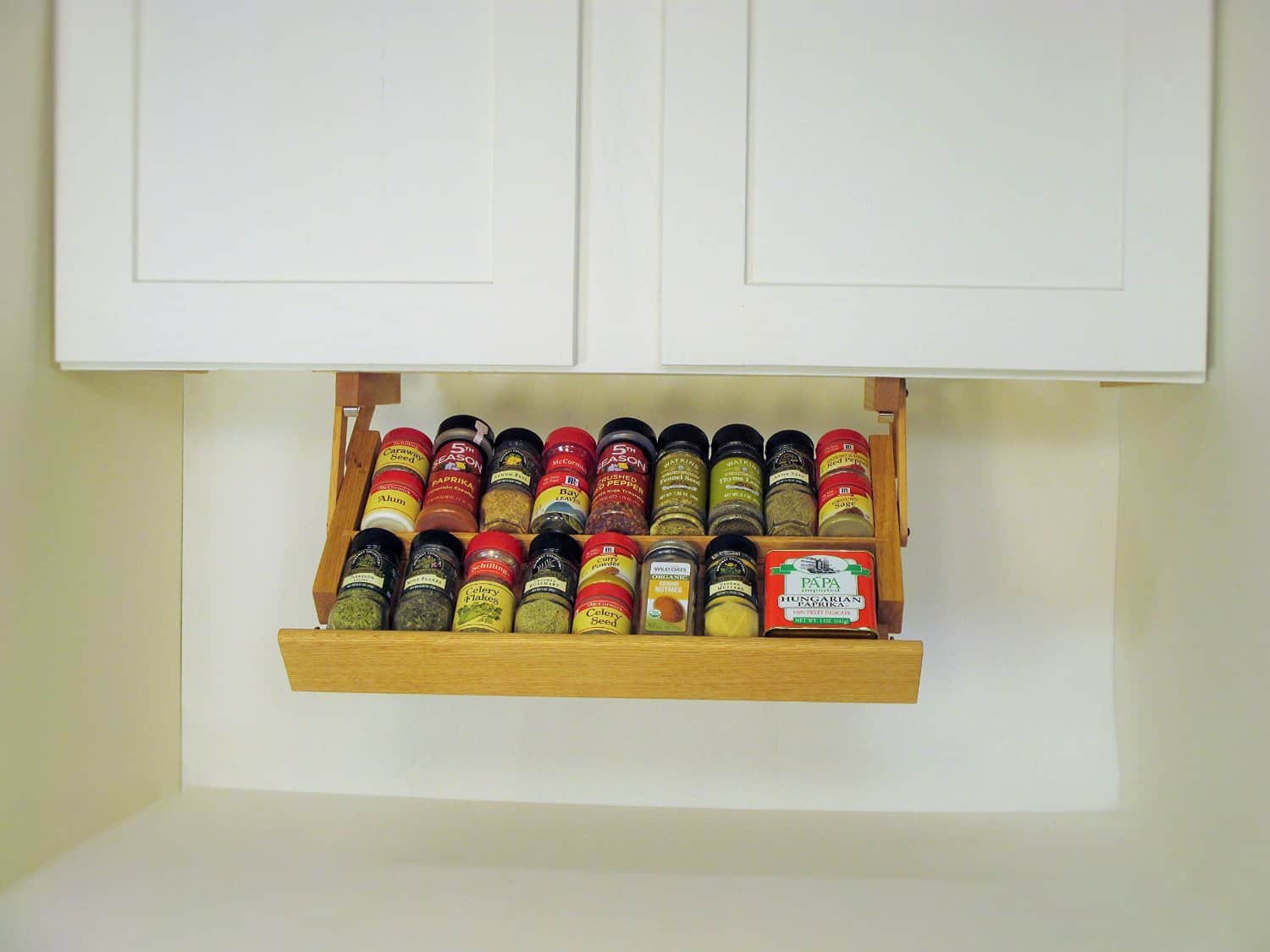 Handmade Hardwood Under Cabinet Mounted Spice Rack (3)