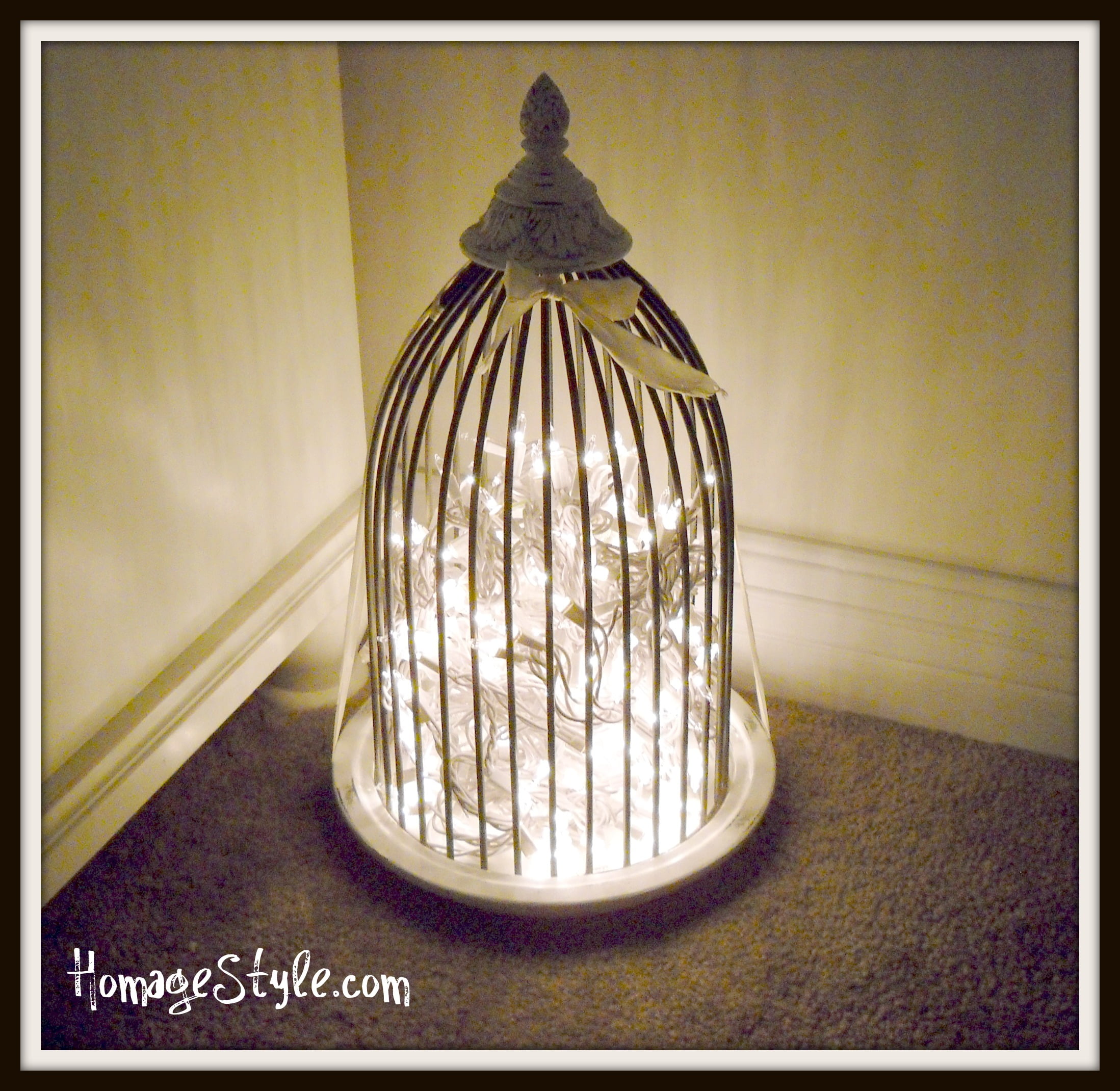 29. Reuse a bird cage as a luminary