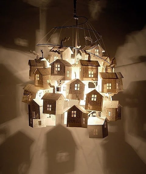 12. Floating little houses chandelier perfect for your little one