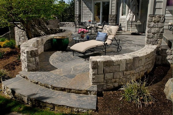enclosed with stone walls patio in Backyard Landscaping Ideas-Patio Design Ideas Homesthetics