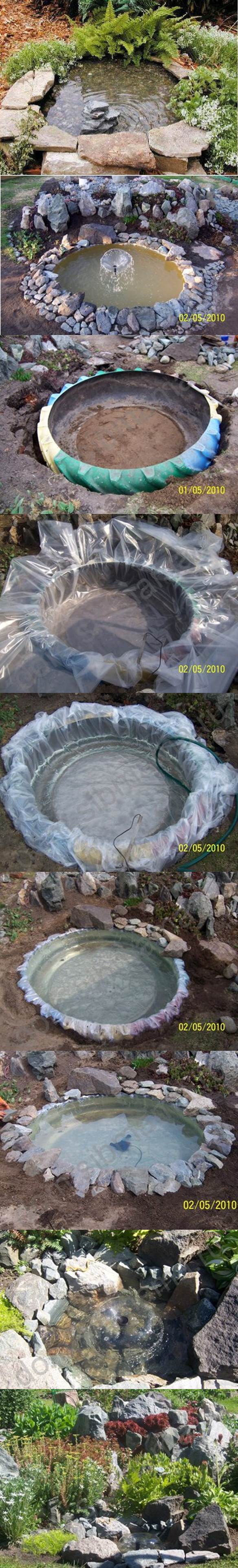Create an Extraordinary DIY Pond From An Upcycled Old Tire!