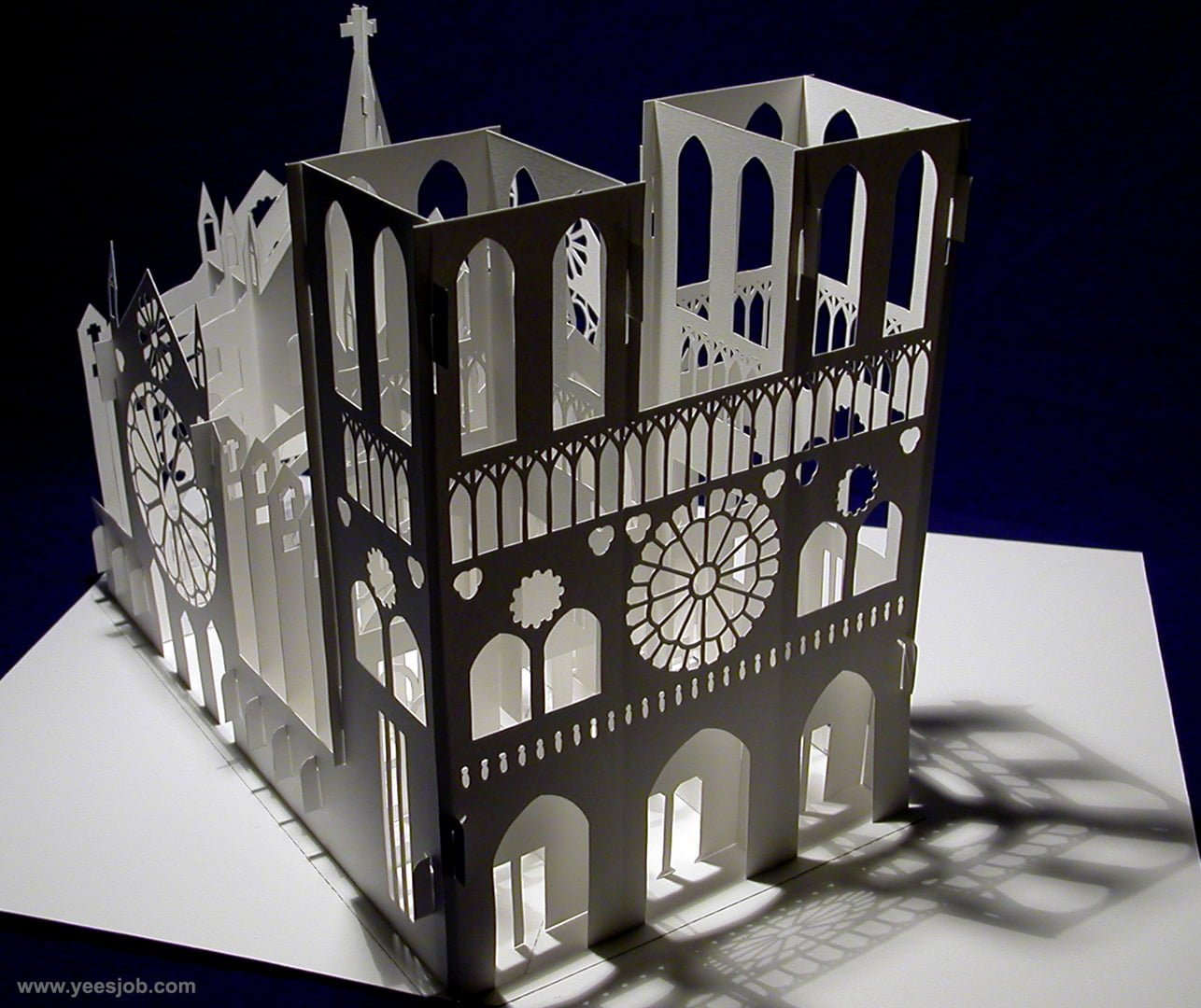 Notre Dame Cathedral -180-Degrees-Open Pop up DIY Kirigami Architecture