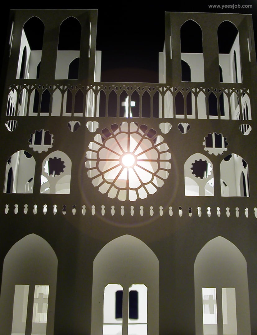 Notre Dame Cathedral -180-Degrees-Open Pop up DIY Kirigami Architecture