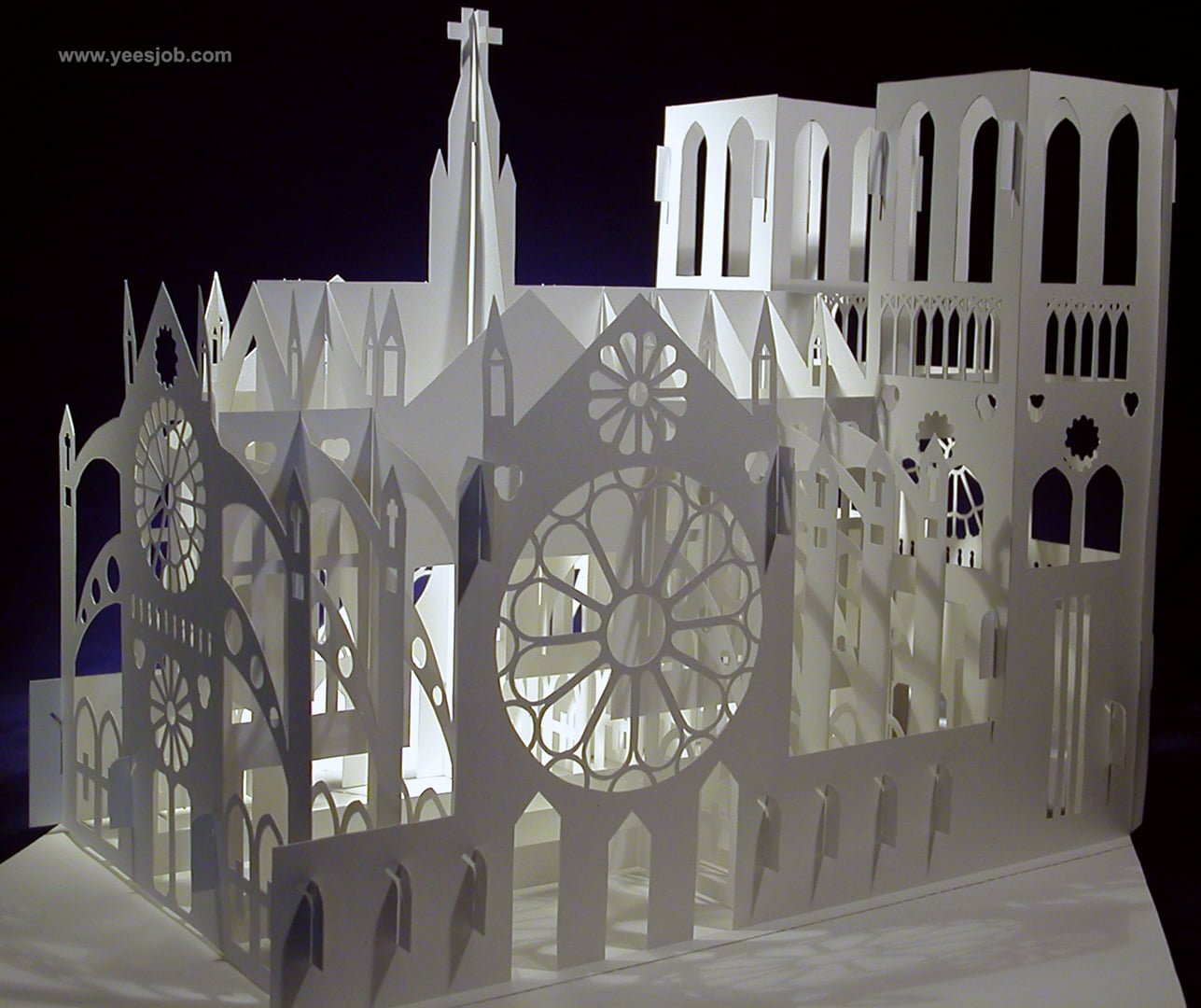 Notre Dame Cathedral -180-Degrees-Open Pop up DIY Kirigami Architecture