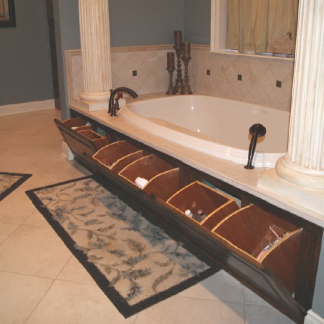 Hidden Storage Ideas Huge Storage Compartment Under a Luxurious Bathtub