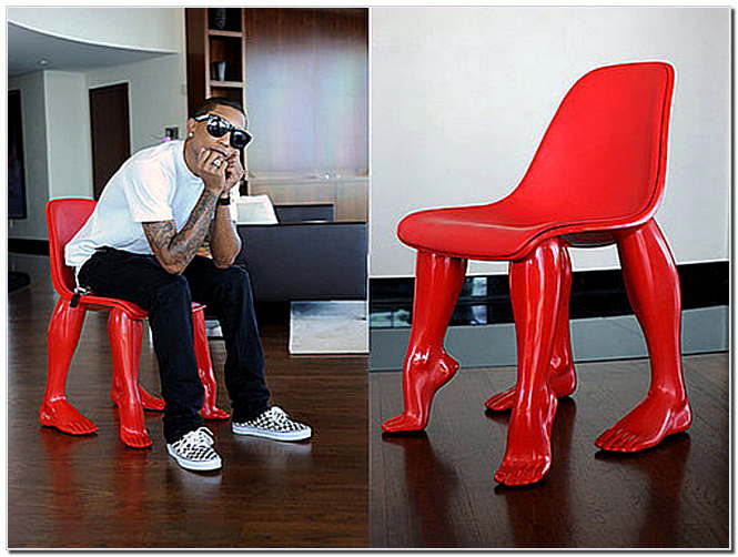 15. The red feet chair
