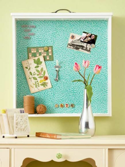 14. TURN AN OLD DRAWER INTO A MAGNETIC PAPER BOARD