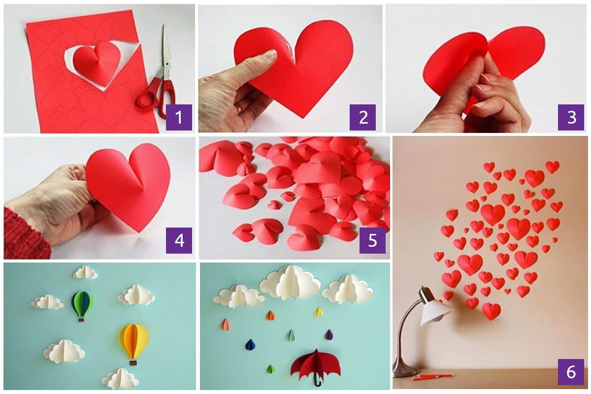 6. OUR FAVORITE PAPER HEART WALL DECOR