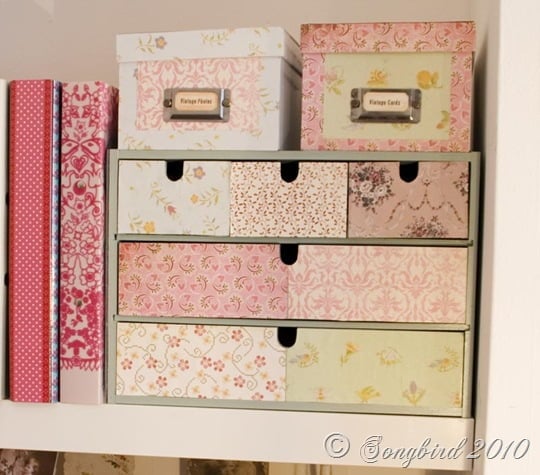 2. CARDBOARD BOXES DECORATED WITH FLORAL PAPER PATTERNS