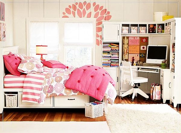 Immaculate White and Pink Bedroom Idea