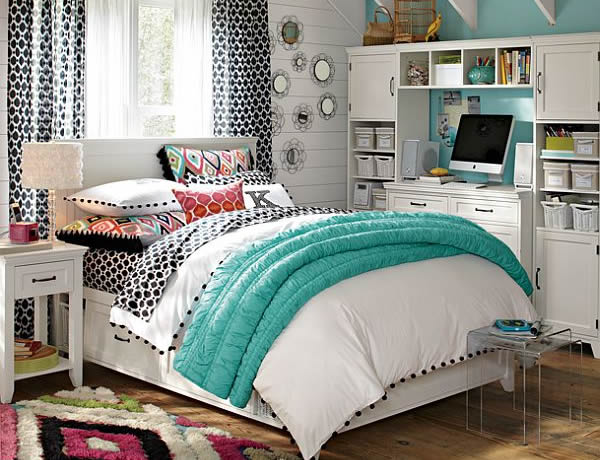 Teal White and Simplicity Empowering a Young Girl Bedroom