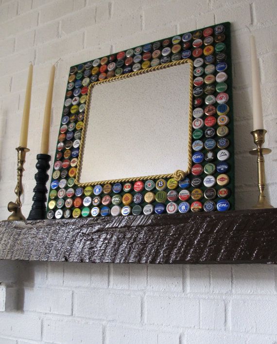 beautiful mirror frame decorated with caps