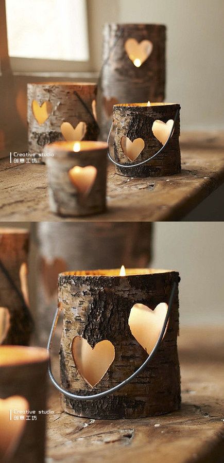 7. Wooden heart luminaries