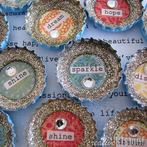 get creative with sparkling bottle cap crafts