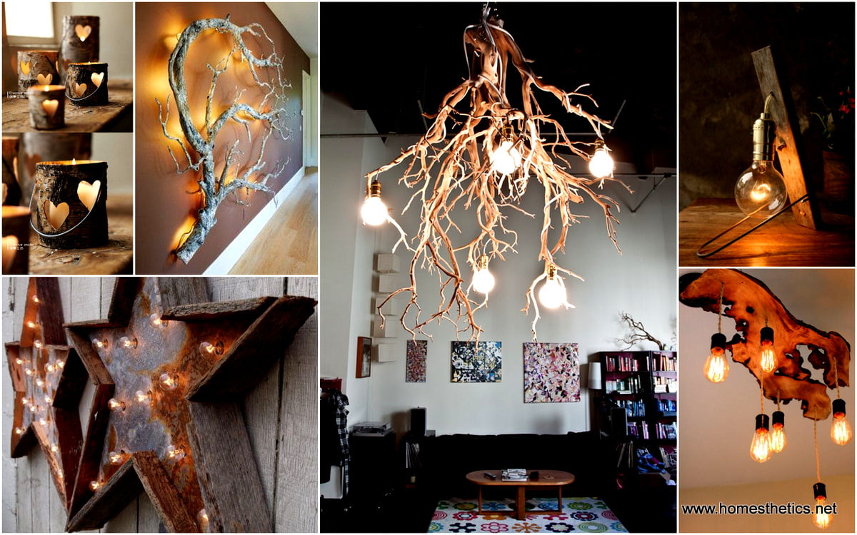 homemade branch chandelier