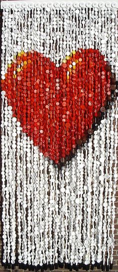 heart shaped bottle cap curtain 35 Fun Ways Of Reusing Bottle Caps