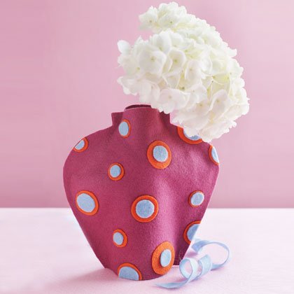 Superbly Colored Felt Covered Plastic Bottle Vase