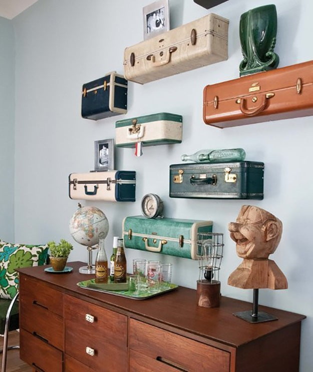 17. DIY Suitcase Wall Shelves
