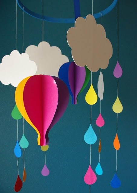 Extraordinary Creative DIY Paper Art Project -Colorful Hot Air Balloon Mobile homesthetics decor (3)