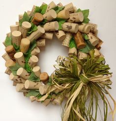 COMBINE MOSS GREEN WITH CORKS IN A BEAUTIFUL WREATH