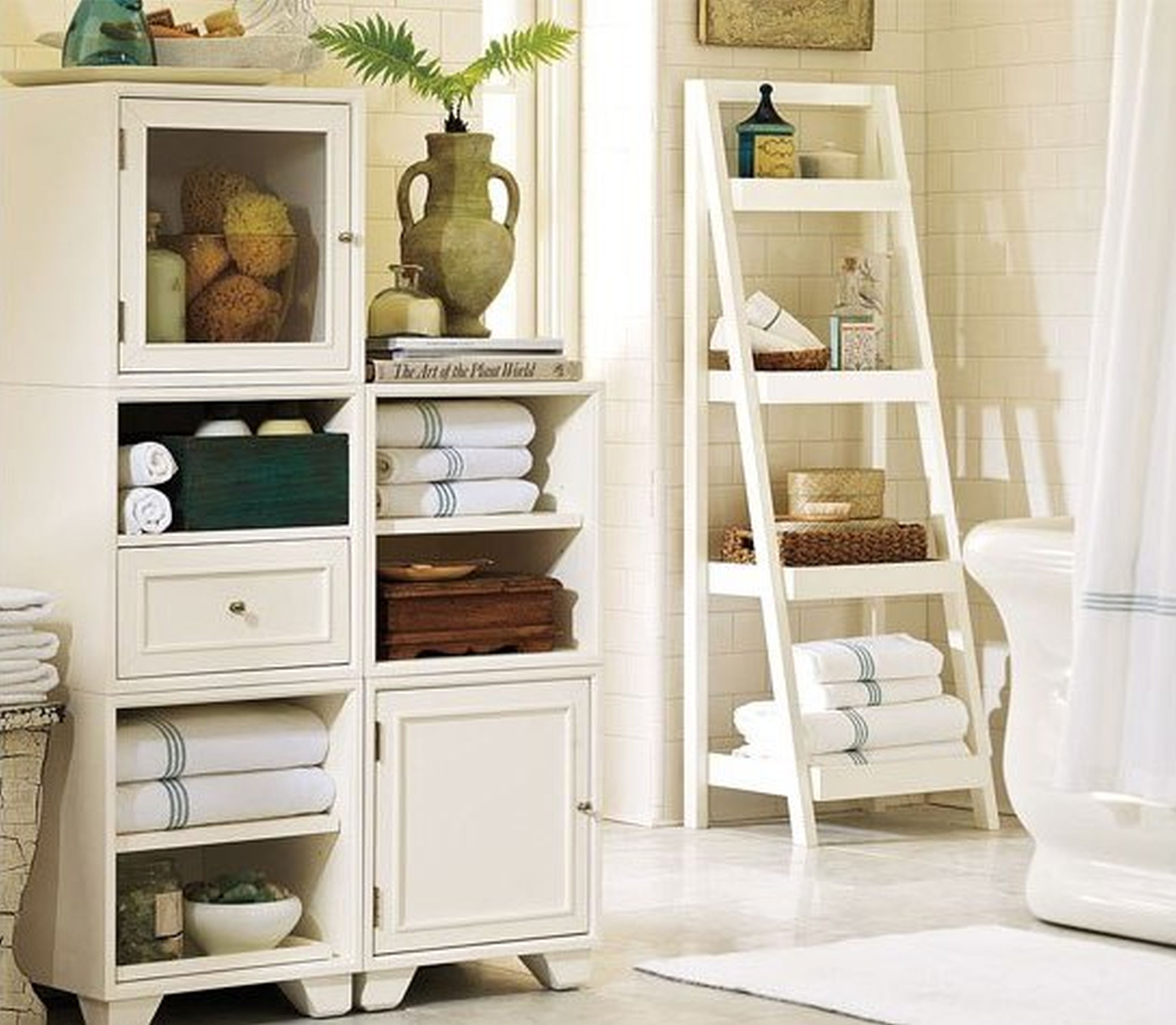 bathroom-decor-ideas-use-ladder-shelves-for-storage-Amazing-Inspiring-Bathroom-Ideas