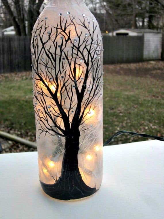 beautiful hand painted glass bottle