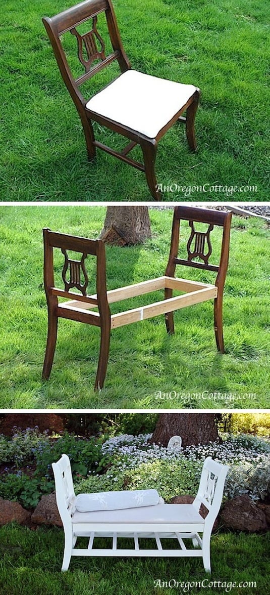 # 1.Transform 2 Dining Room Chairs in a Bench