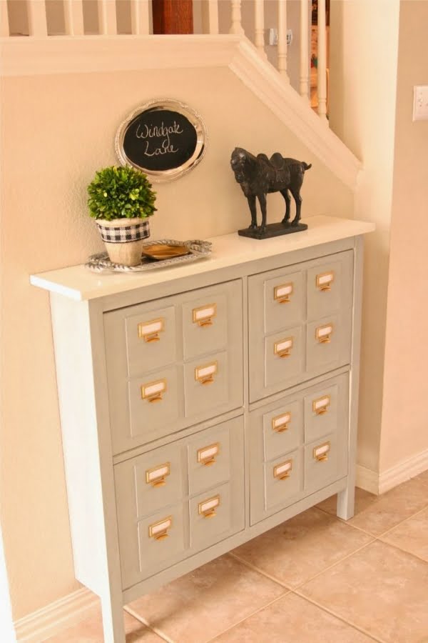 29.faux library card catalog console