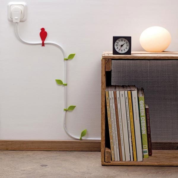 2. ATTACH THE WIRES TO THE WALL WITH BIRDS AND LEAVES