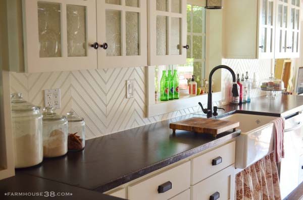 2. Herringbone Beadboard Backsplash